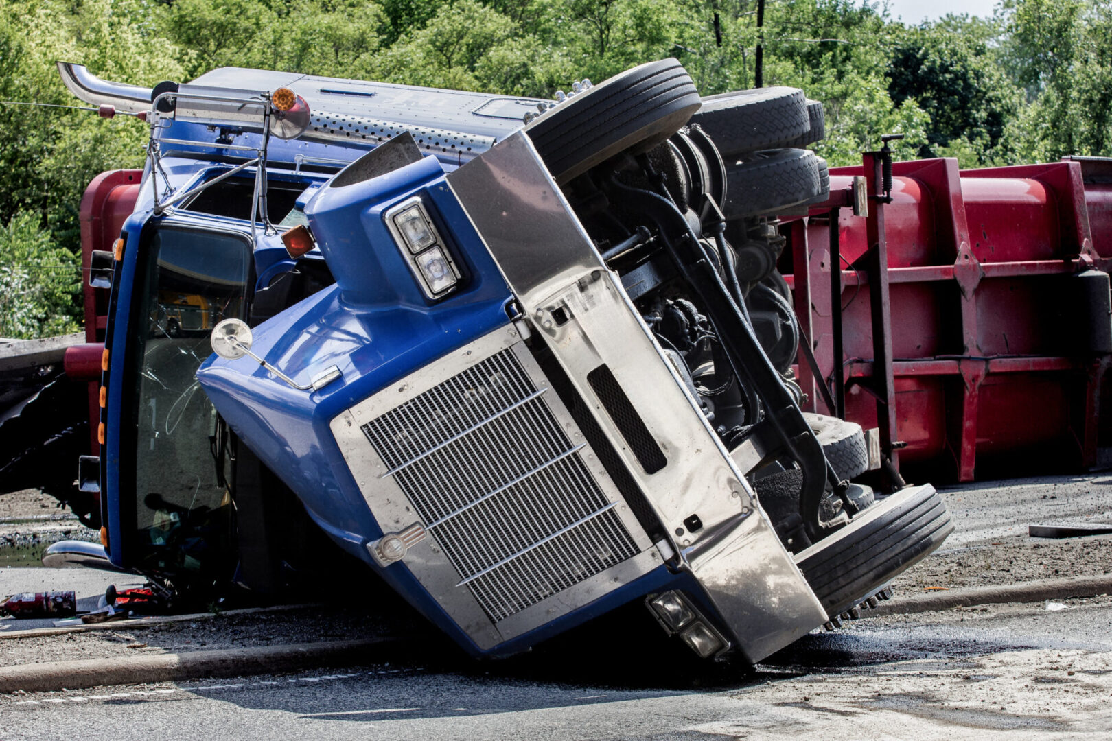 Due to their high center of gravity, semi-trucks can roll over easily.